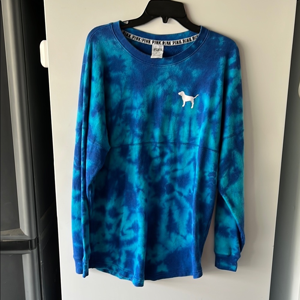 PINK Victoria's Secret Blue Crewneck Sweater Tie-Dye
